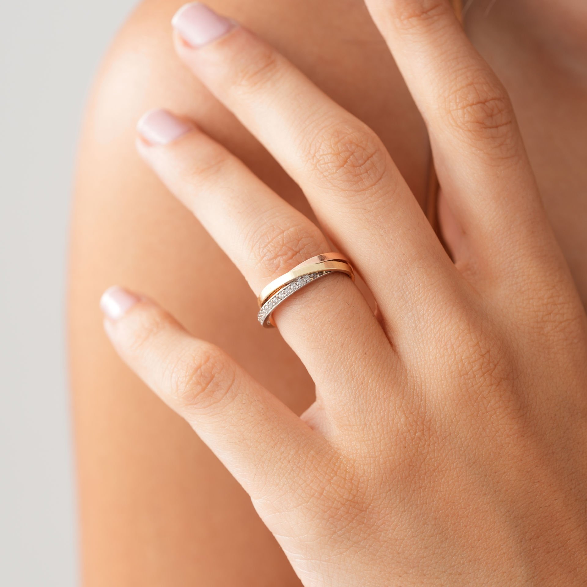 Üç Renk Taşlı Alyans Sadece Bayan