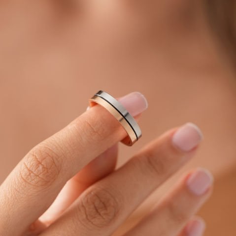 Çift Renk Taşlı Alyans