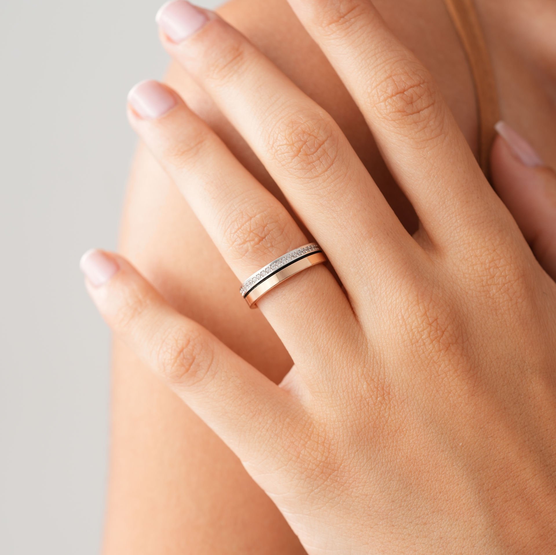 Çift Renk Taşlı Alyans Sadece Bayan