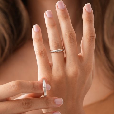 Taşlı Çift Renk Alyans Çift Alyans