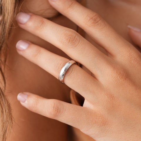 4mm Beyaz Klasik Bombe Alyans Sadece Bayan