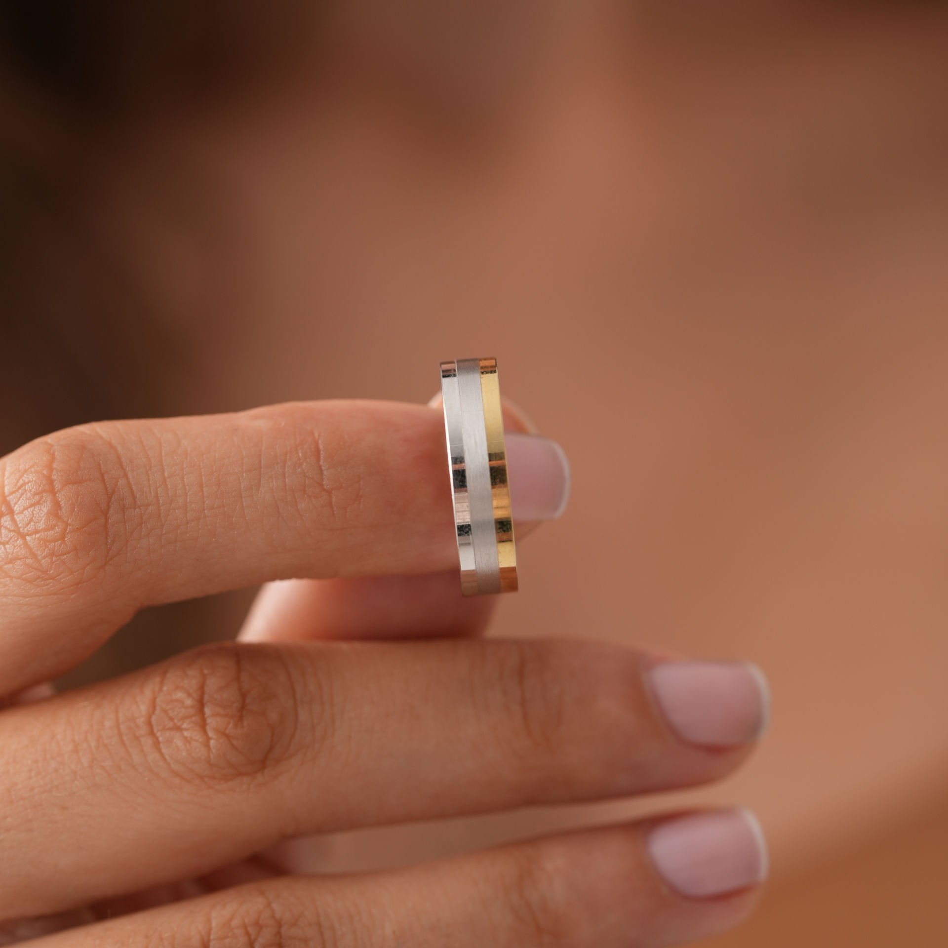 Çift Renk Taşlı Alyans Sadece Bay