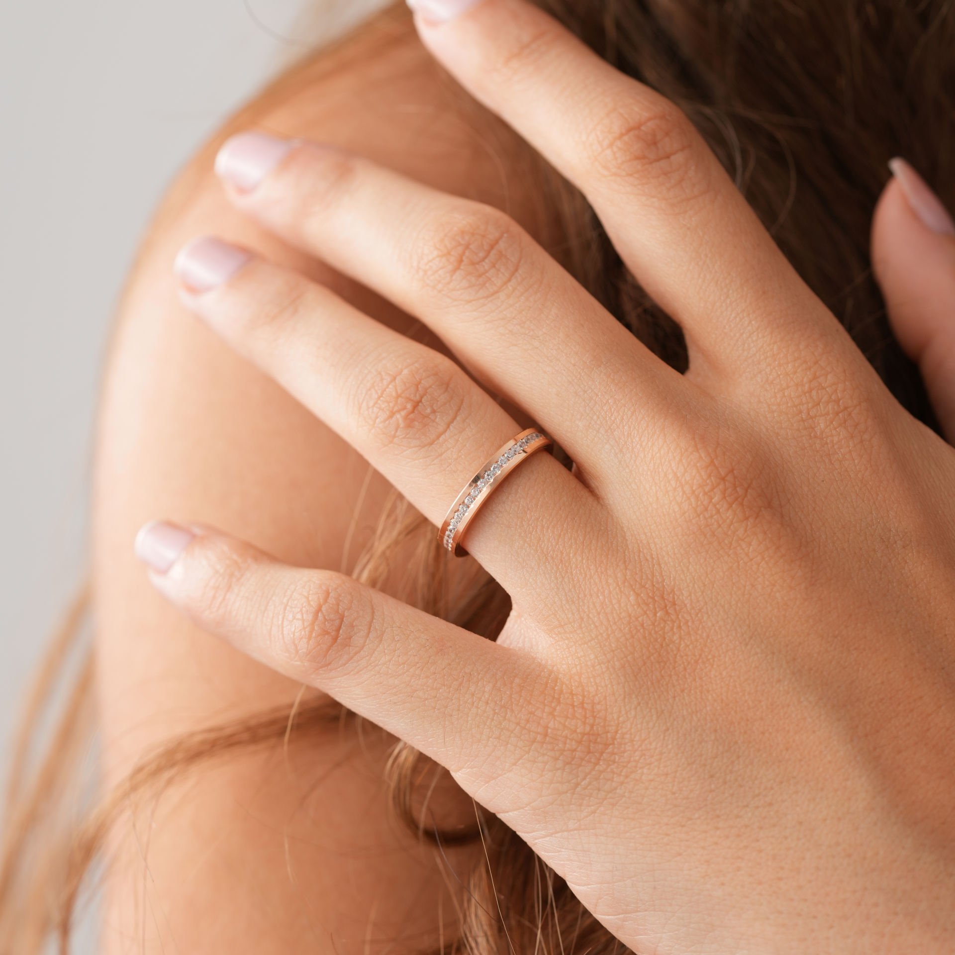 Rose Taşlı Alyans Sadece Bayan