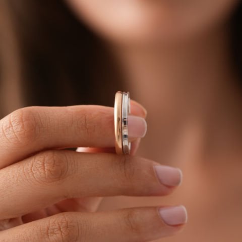 Çift Renk Taşlı Alyans