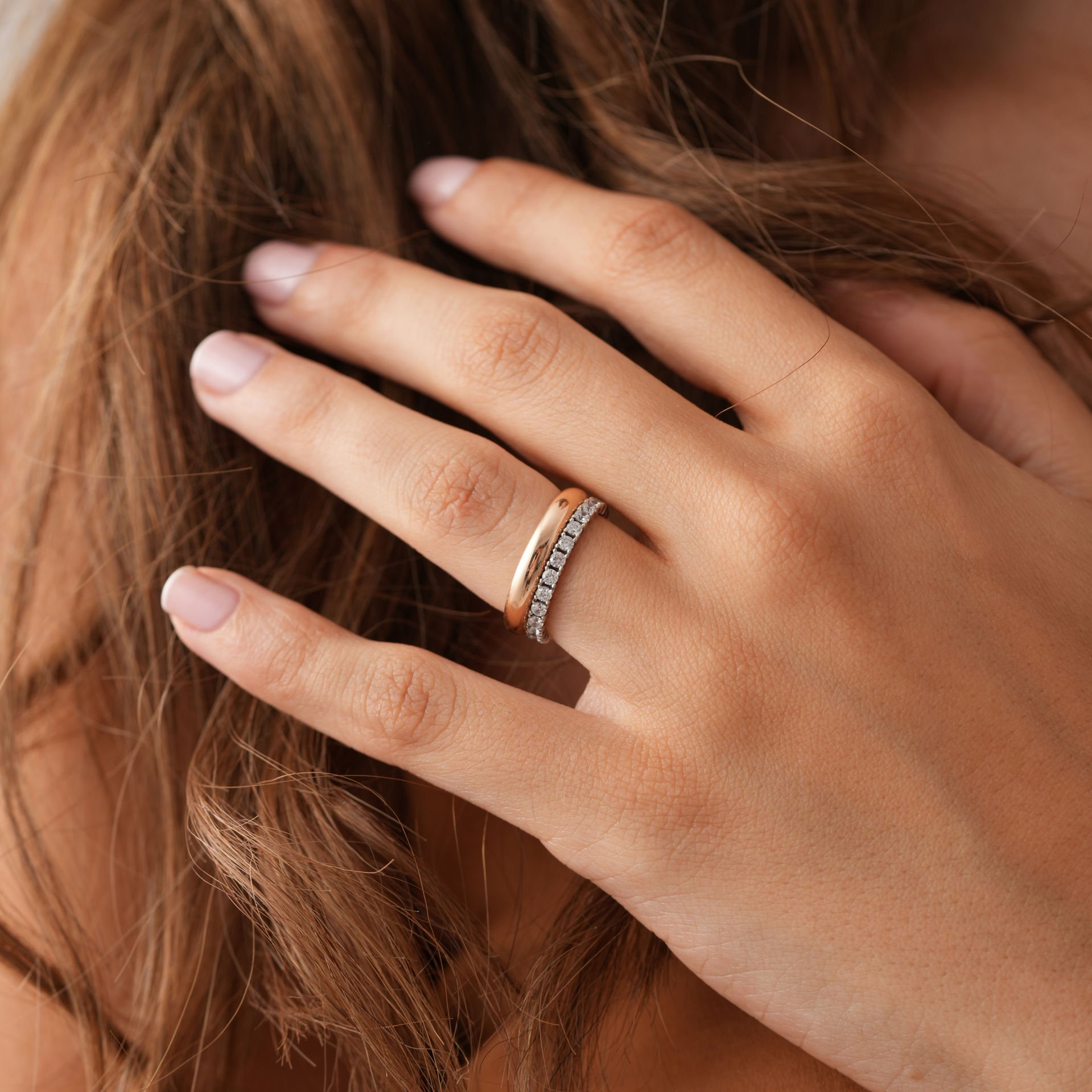 Çift Renk Taşlı Alyans Sadece Bayan