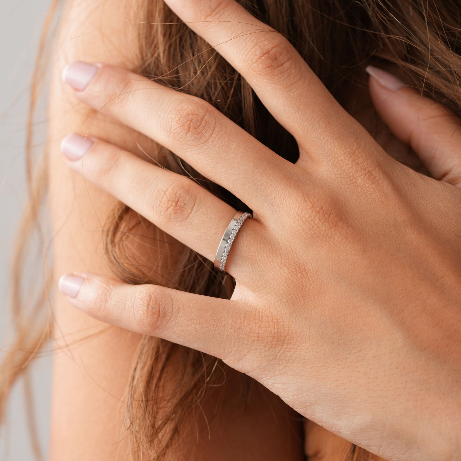 Beyaz Taşlı Alyans Sadece Bayan