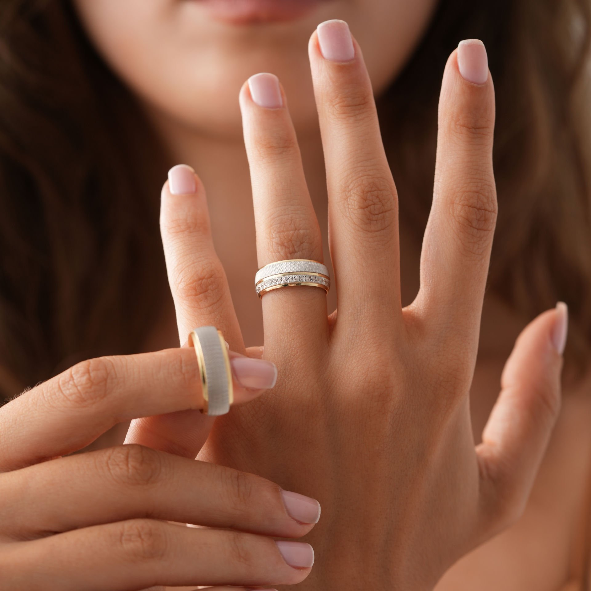 Çift Renk Taşsız Alyans Çift Alyans