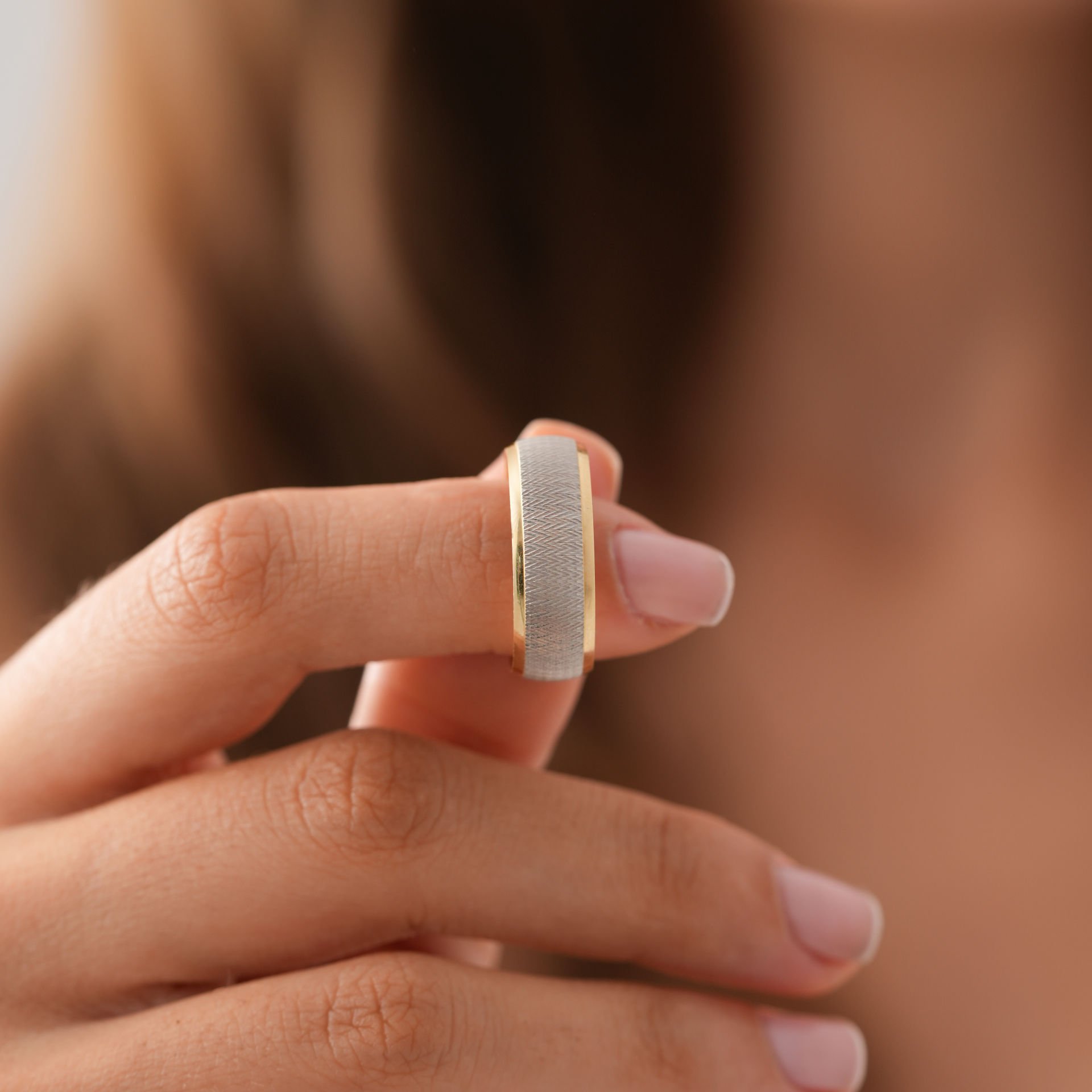 Çift Renk Taşsız Alyans Sadece Bay