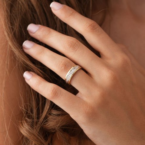 Çift Renk Taşsız Alyans Sadece Bayan