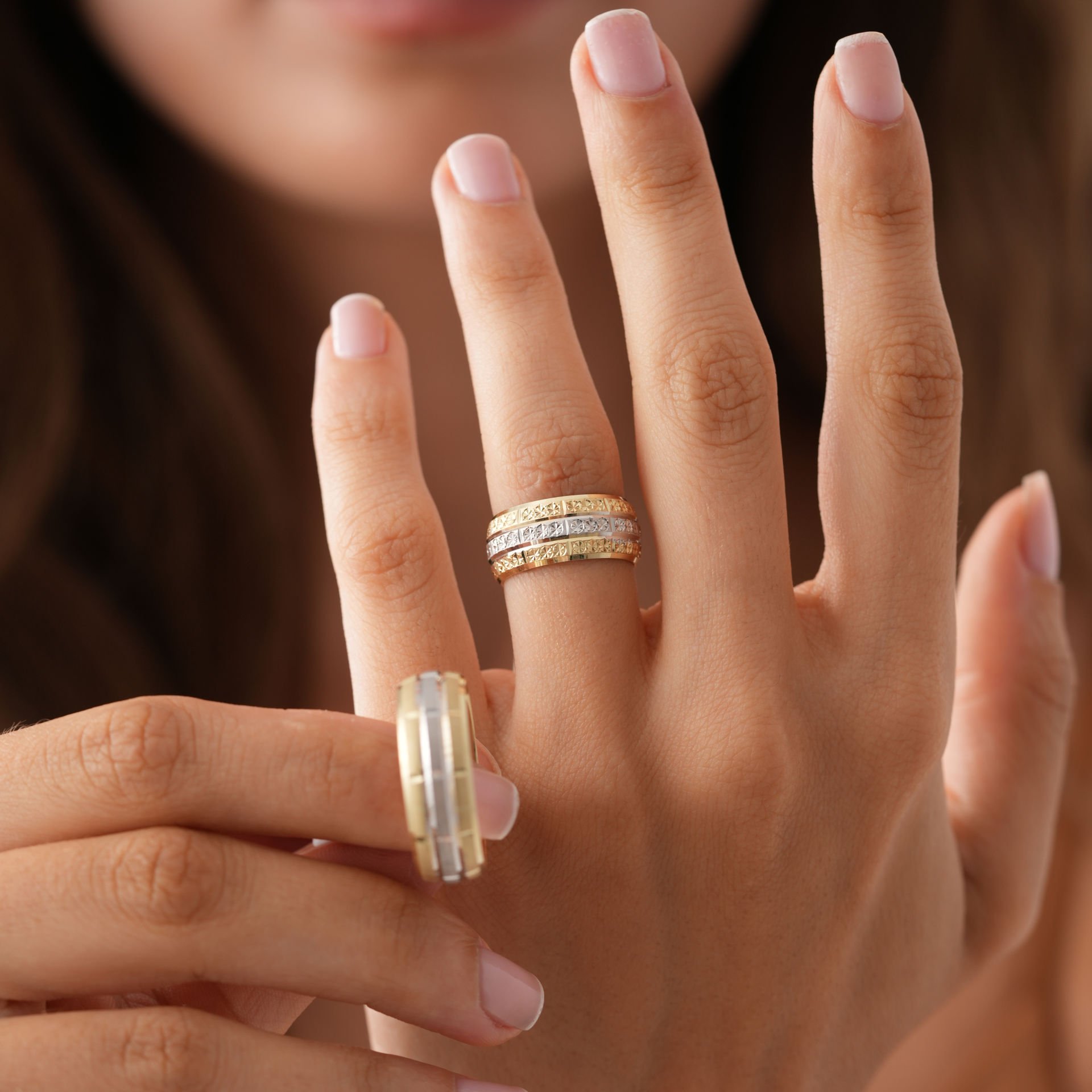 Çift Renk Taşsız Alyans Çift Alyans