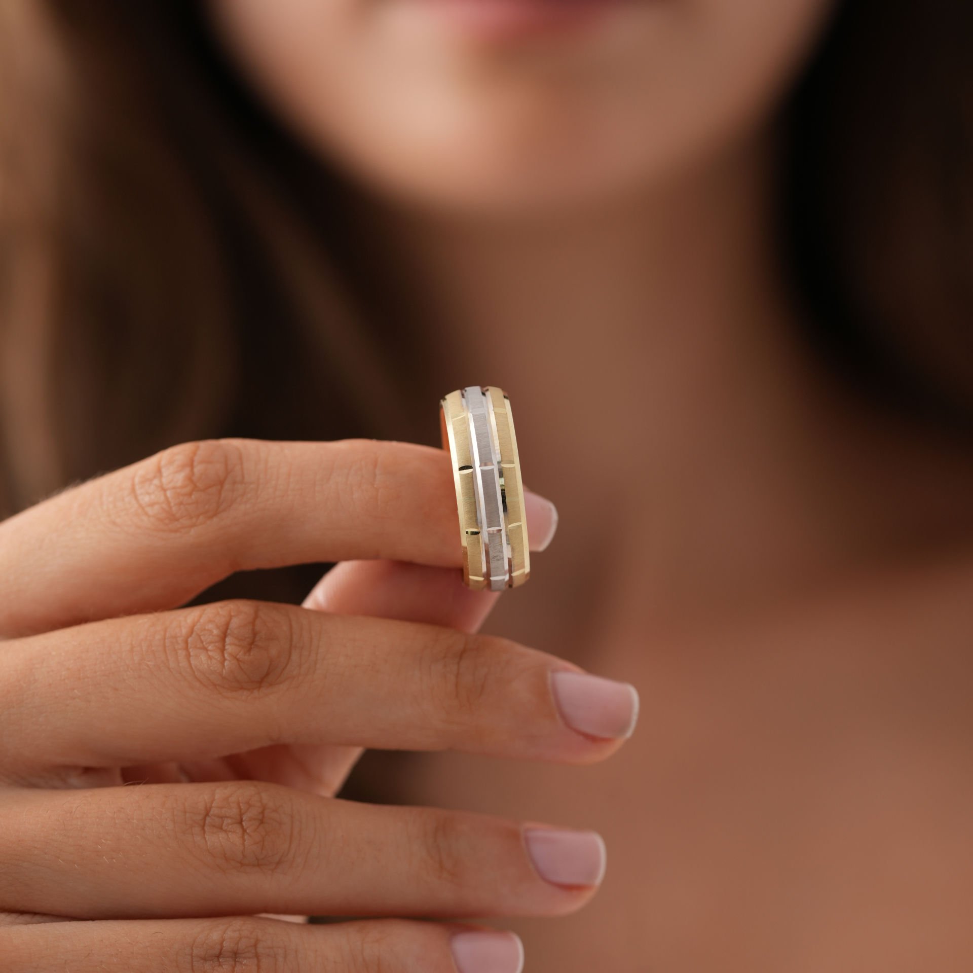 Çift Renk Taşsız Alyans Sadece Bay