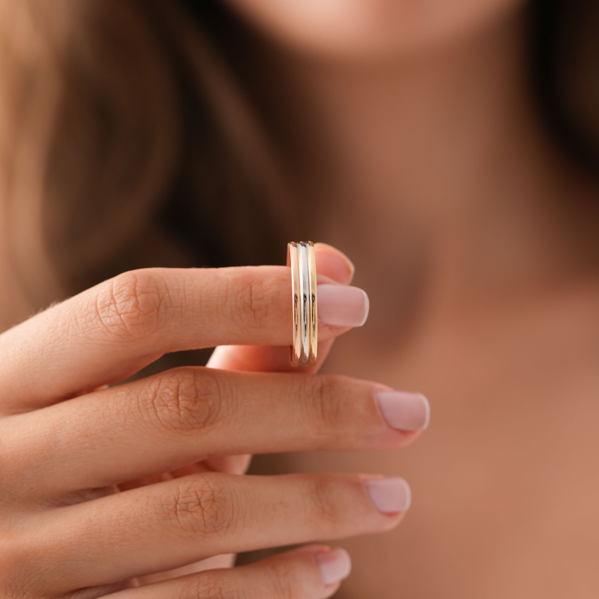 Çift Renk Taşsız Alyans Sadece Bay