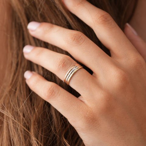 Çift Renk Taşsız Alyans Sadece Bayan