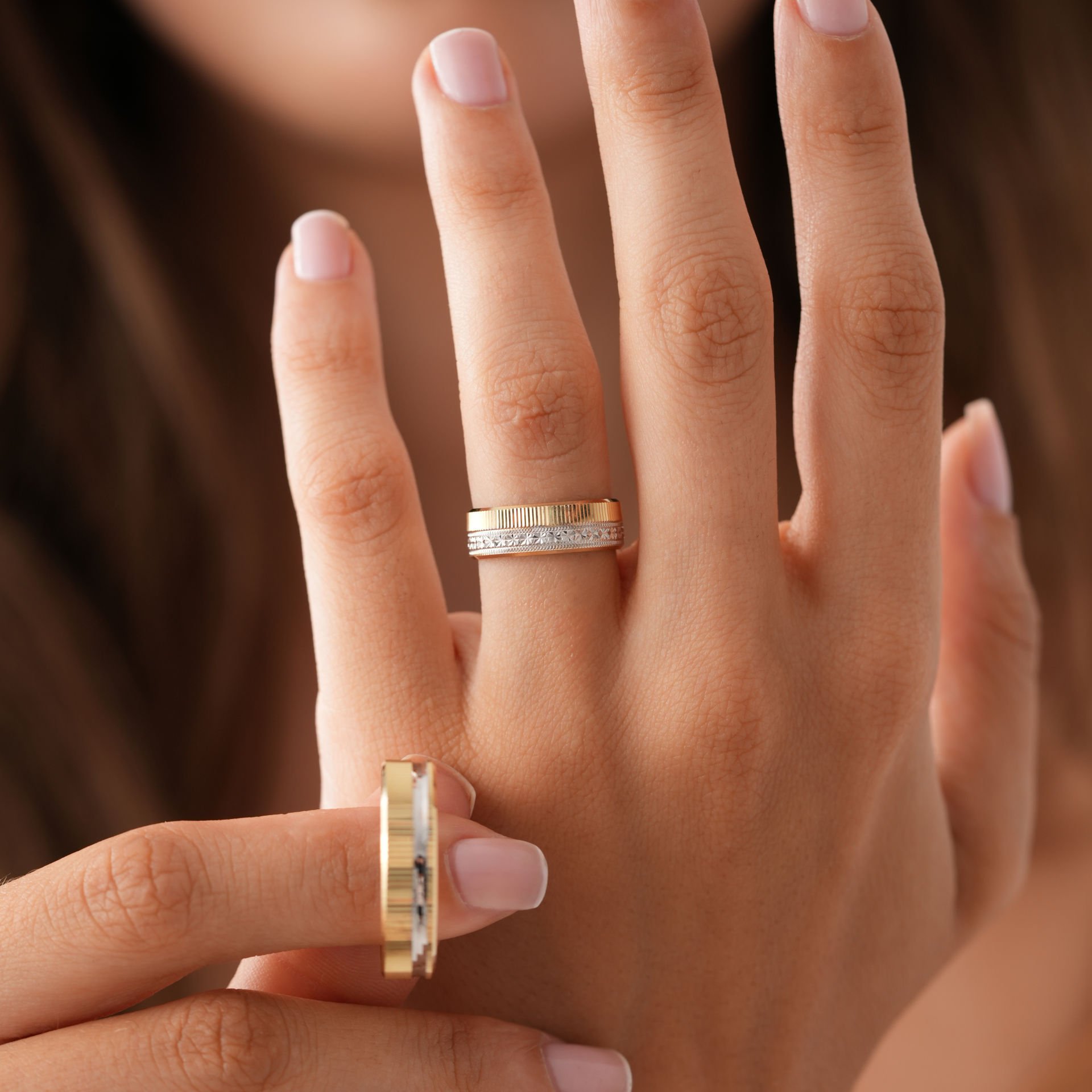 Çift Renk Taşsız Alyans