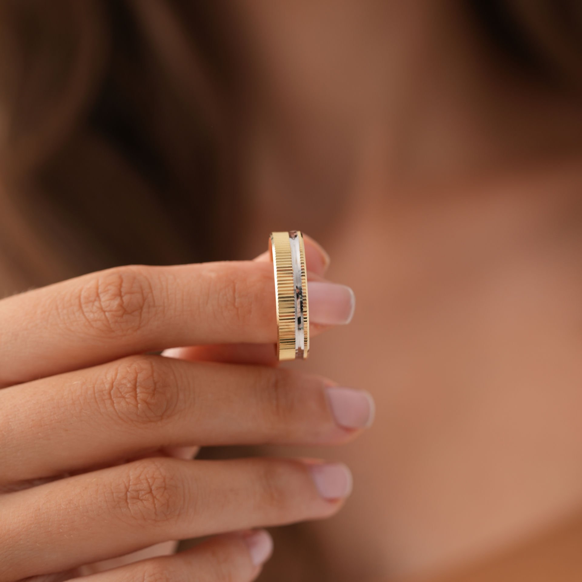 Çift Renk Taşsız Alyans Sadece Bay