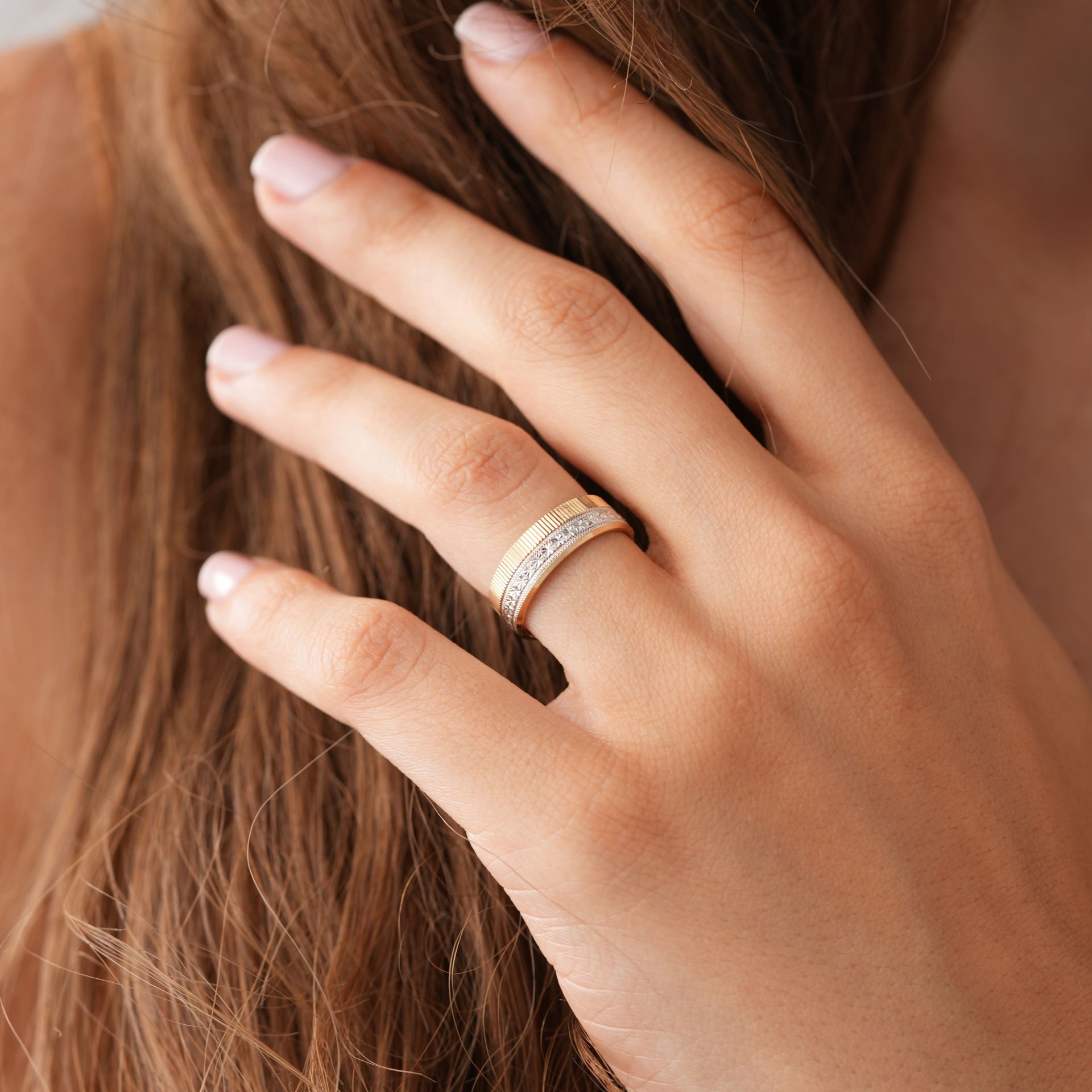 Çift Renk Taşsız Alyans Sadece Bayan