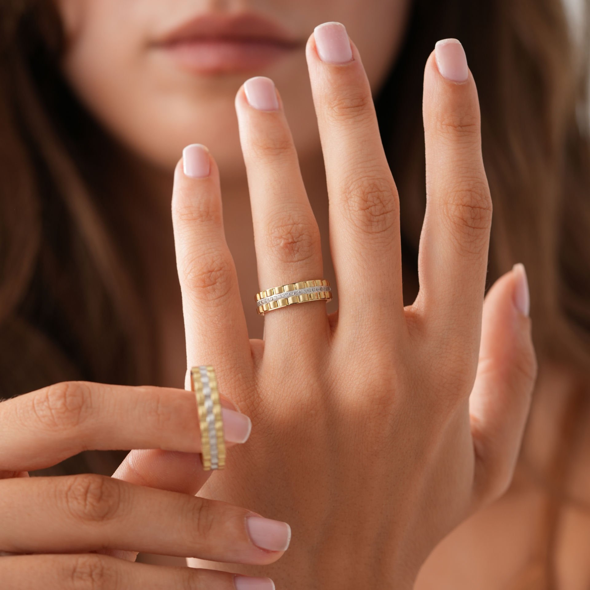 Çift Renk Taşlı Alyans