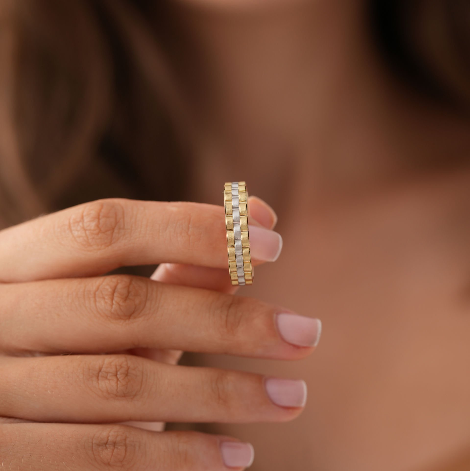 Çift Renk Taşlı Alyans Sadece Bay