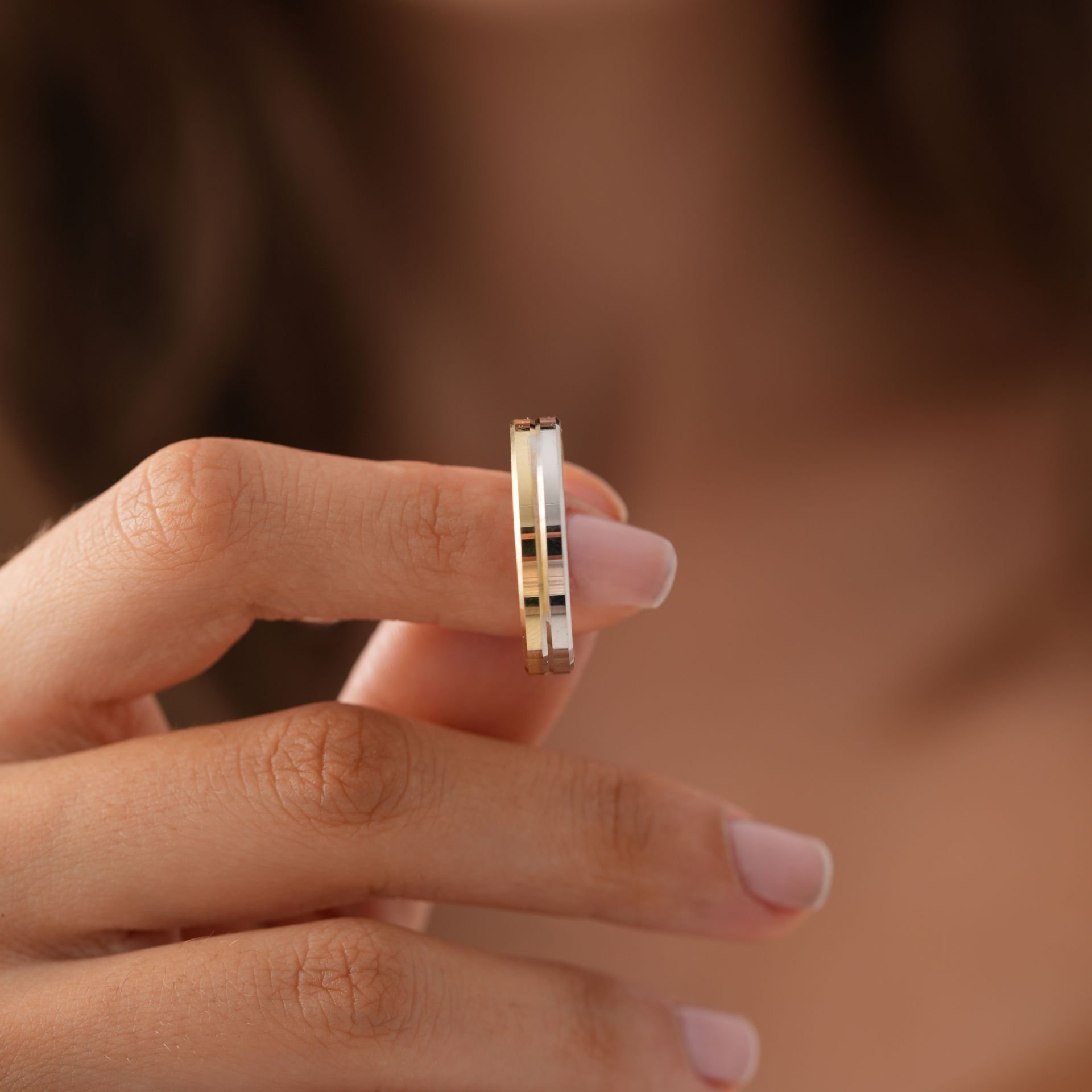 Çift Renk Taşlı Alyans Sadece Bay