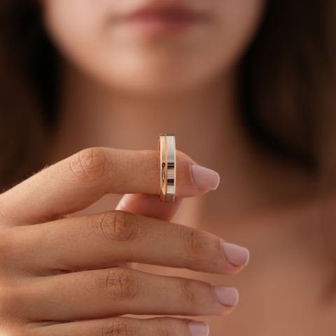 Çift Renk Taşlı Alyans