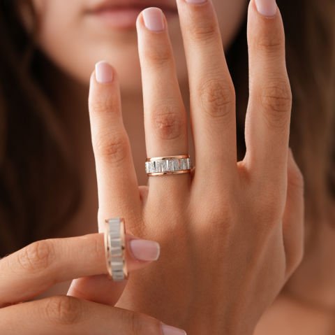 Çift Renk Taşlı Alyans Çift Alyans