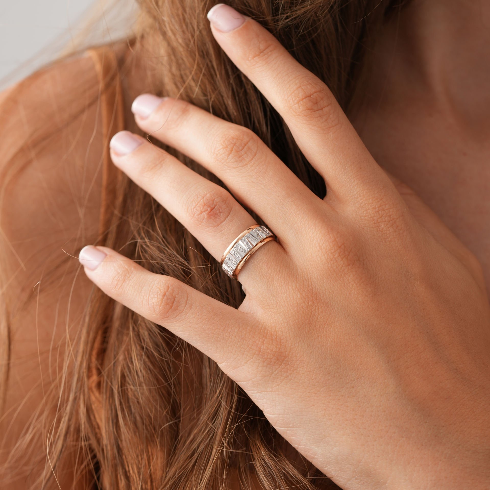 Çift Renk Taşlı Alyans Sadece Bayan