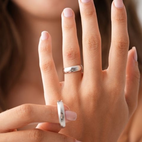 5mm Beyaz Klasik Bombe Alyans Çift Alyans