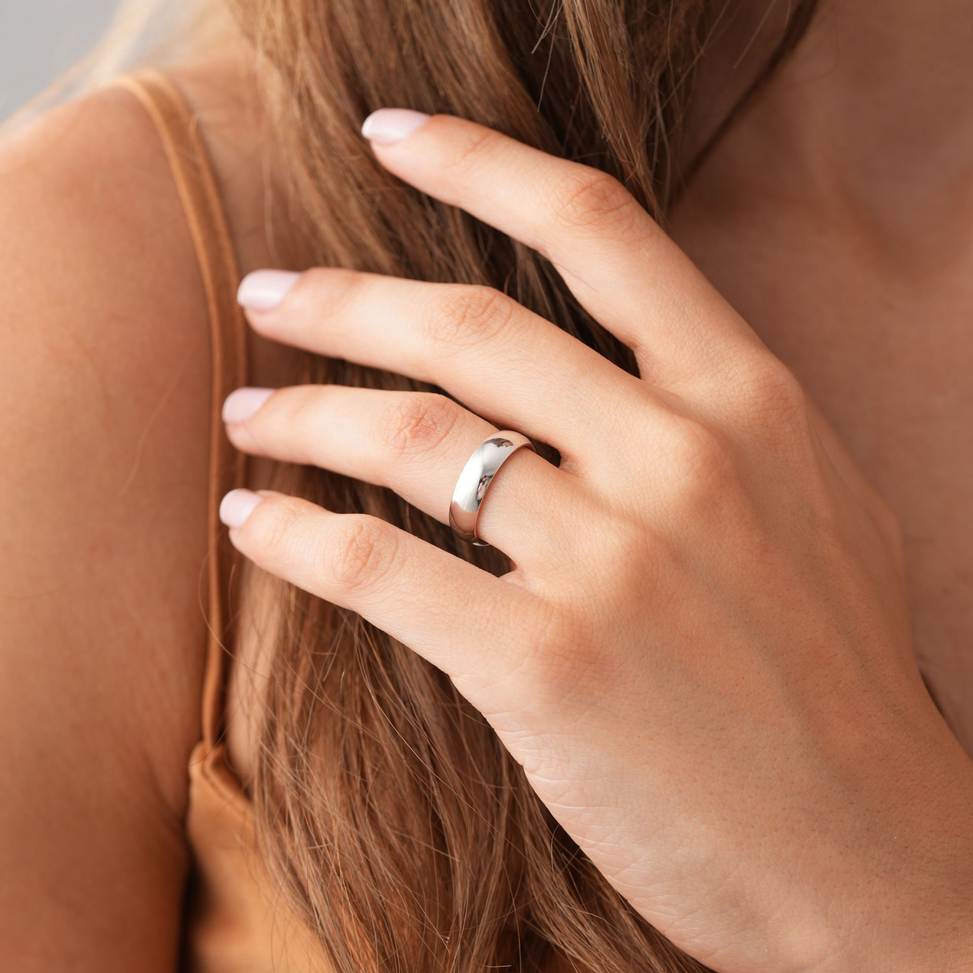 5mm Beyaz Klasik Bombe Alyans Sadece Bayan