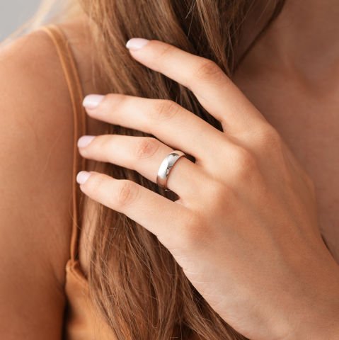 5mm Beyaz Klasik Bombe Alyans Sadece Bayan